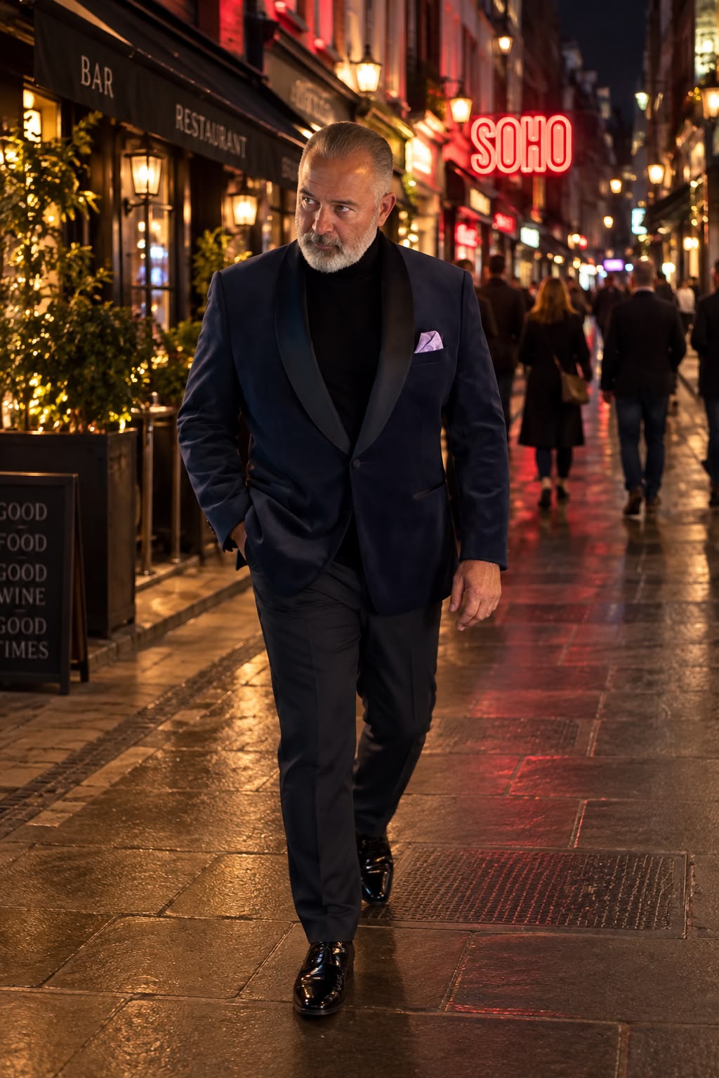 Alan walking through Soho